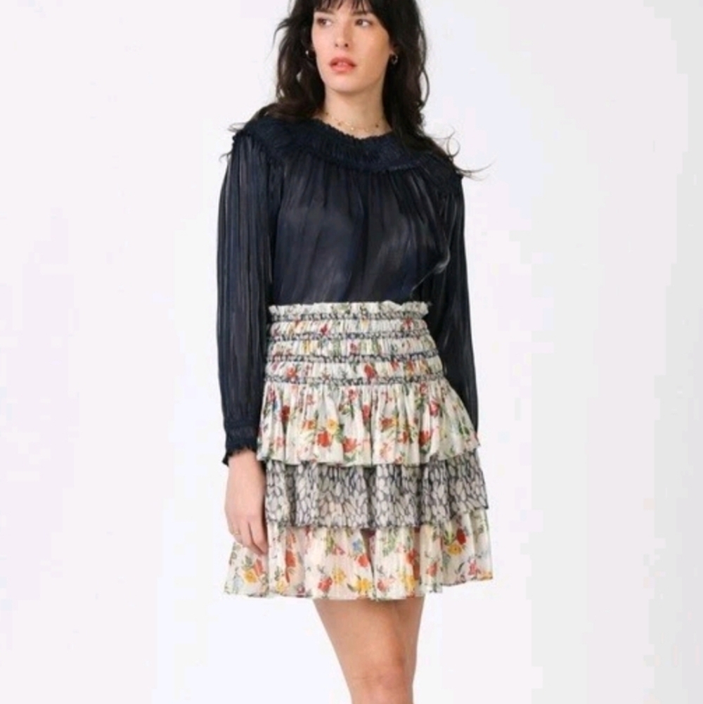 Current Air Floral Tiered Smocked Skirt